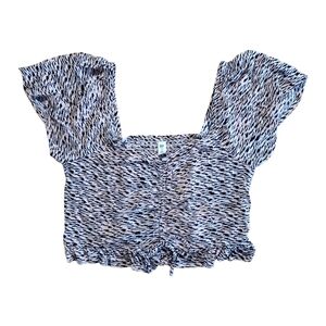 BP Zebra Print Crop Top, Peach Background, Square Neck, Elastic Back, Size M